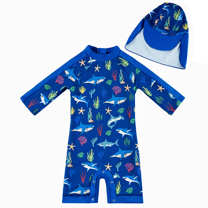 Boy Sunsuit with Snap Button & Sun Hat