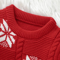 Christmas Snow Knited Baby Sweater Top Crew Neck Pullover