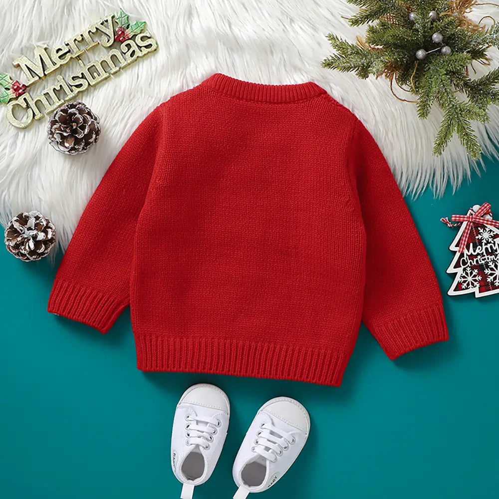 Christmas Snow Knited Baby Sweater Top Crew Neck Pullover