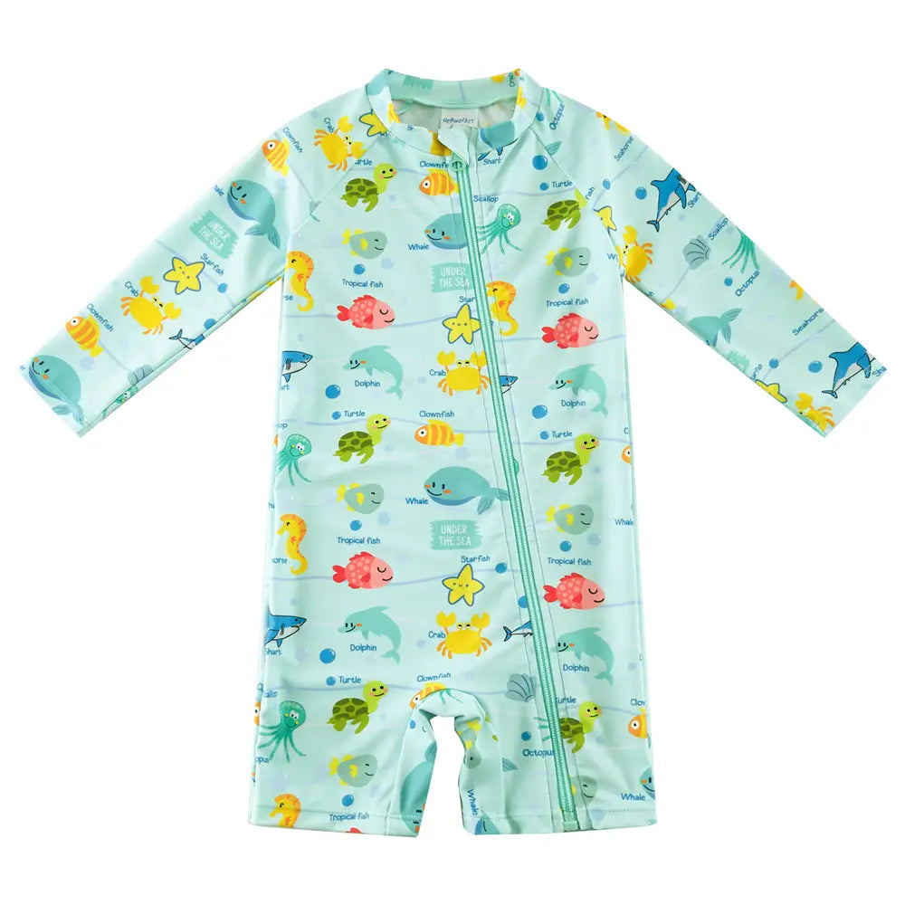 Baby Boys Full Zipper Swimwear UPF 50+ Sunsuit-Marline Life