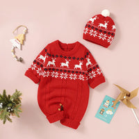 Baby Christmas Gift One-piece Sweater with Hat-Christmad Elk