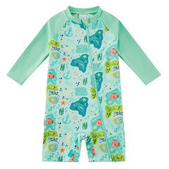 Baby Boy One-piece Swimsuit UPF 50+ Swimwear-Green Shark