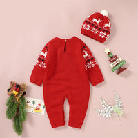 Baby Christmas Gift One-piece Sweater with Hat-Christmad Elk