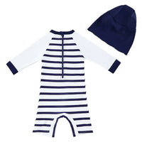 Baby Boy Sunsuit UPF 50+ Sun Protection Infant Swimwear-Stripe Anchor