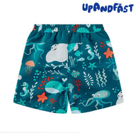 Boys Swim Trunks with UPF 50+ Kids Swimsuit-Green Whale