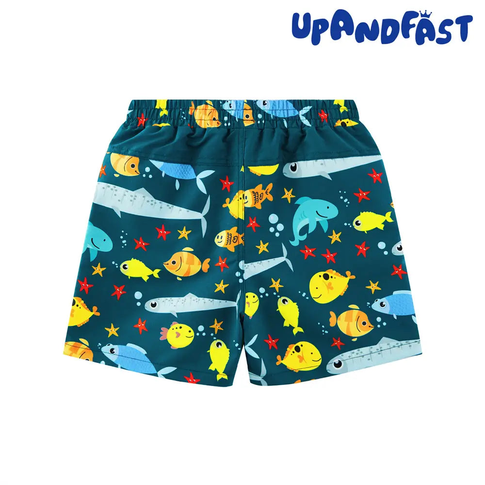 Boy Swim Shorts UPF 50+ Kids Swim Trunks Swimsuit-Ocean Fish