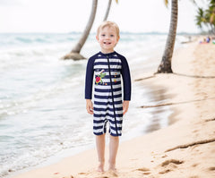 Baby Boy Full Zip Swimwear UPF 50+ Sun Protection Sunsuit-Turtle Print