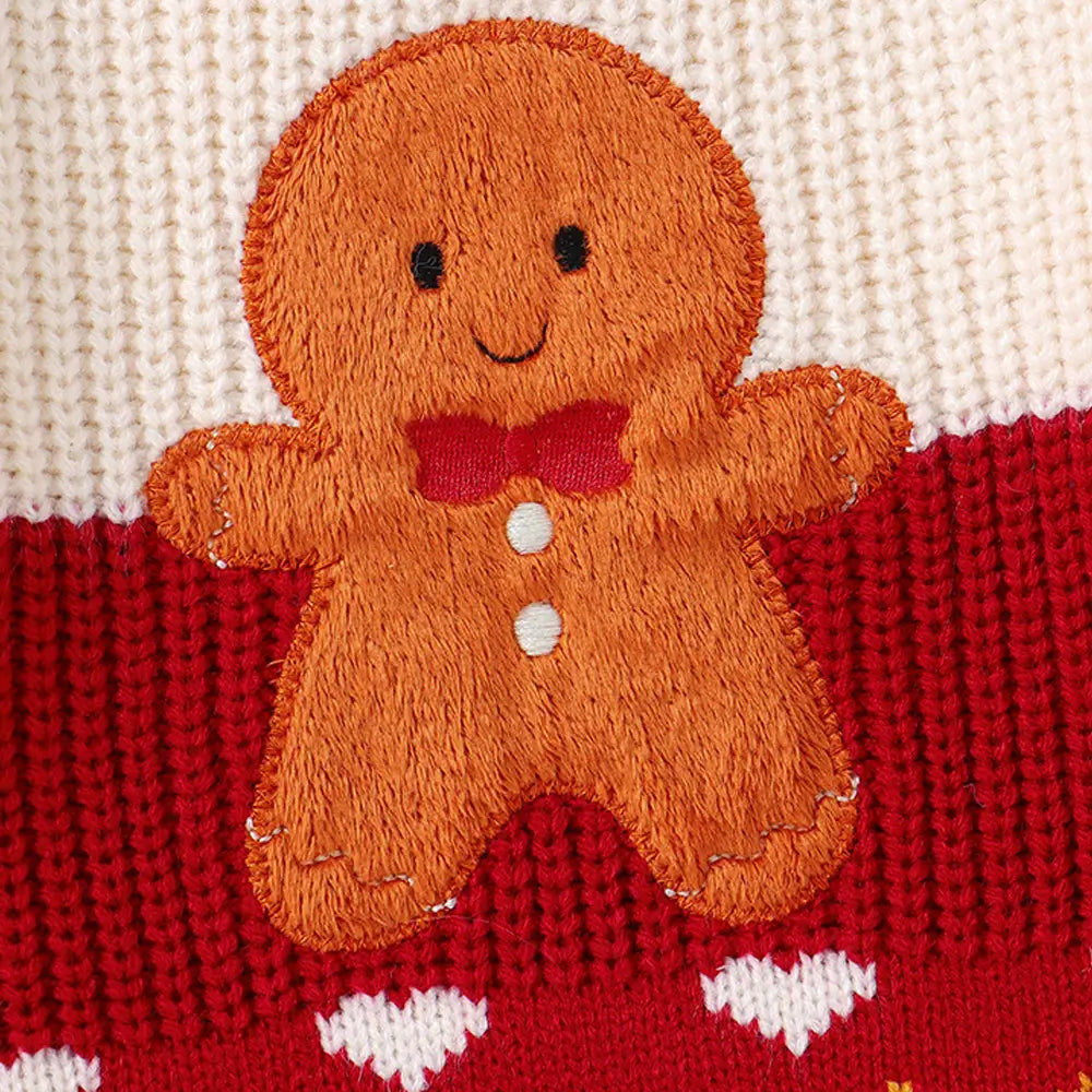 Christmas Cute Baby Sweater Top-Gingerbread Man Pattern