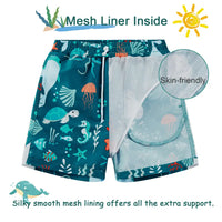 Boys Swim Trunks with UPF 50+ Kids Swimsuit-Green Whale