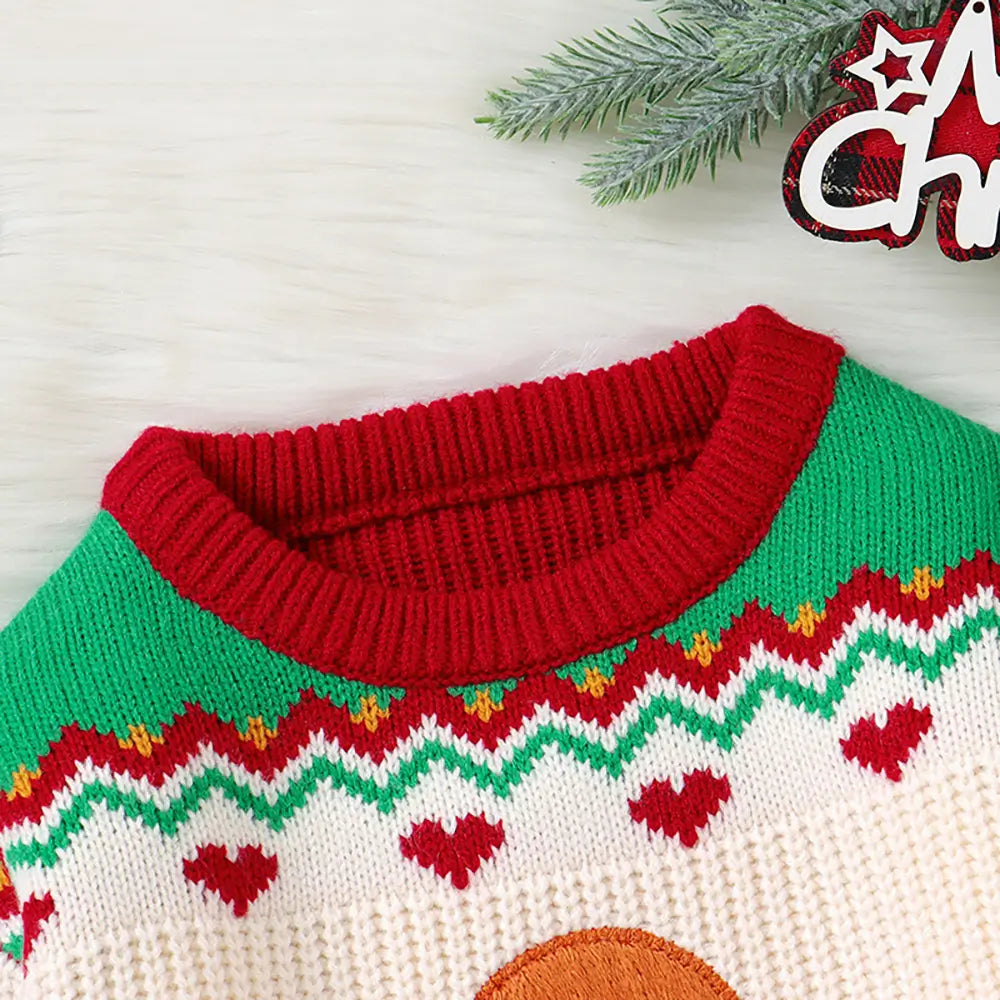 Christmas Cute Baby Sweater Top-Gingerbread Man Pattern