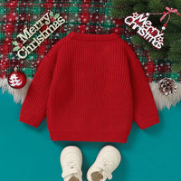 Christmas Red Pullover Elk Baby Crew Neck Sweater-New Year Gift