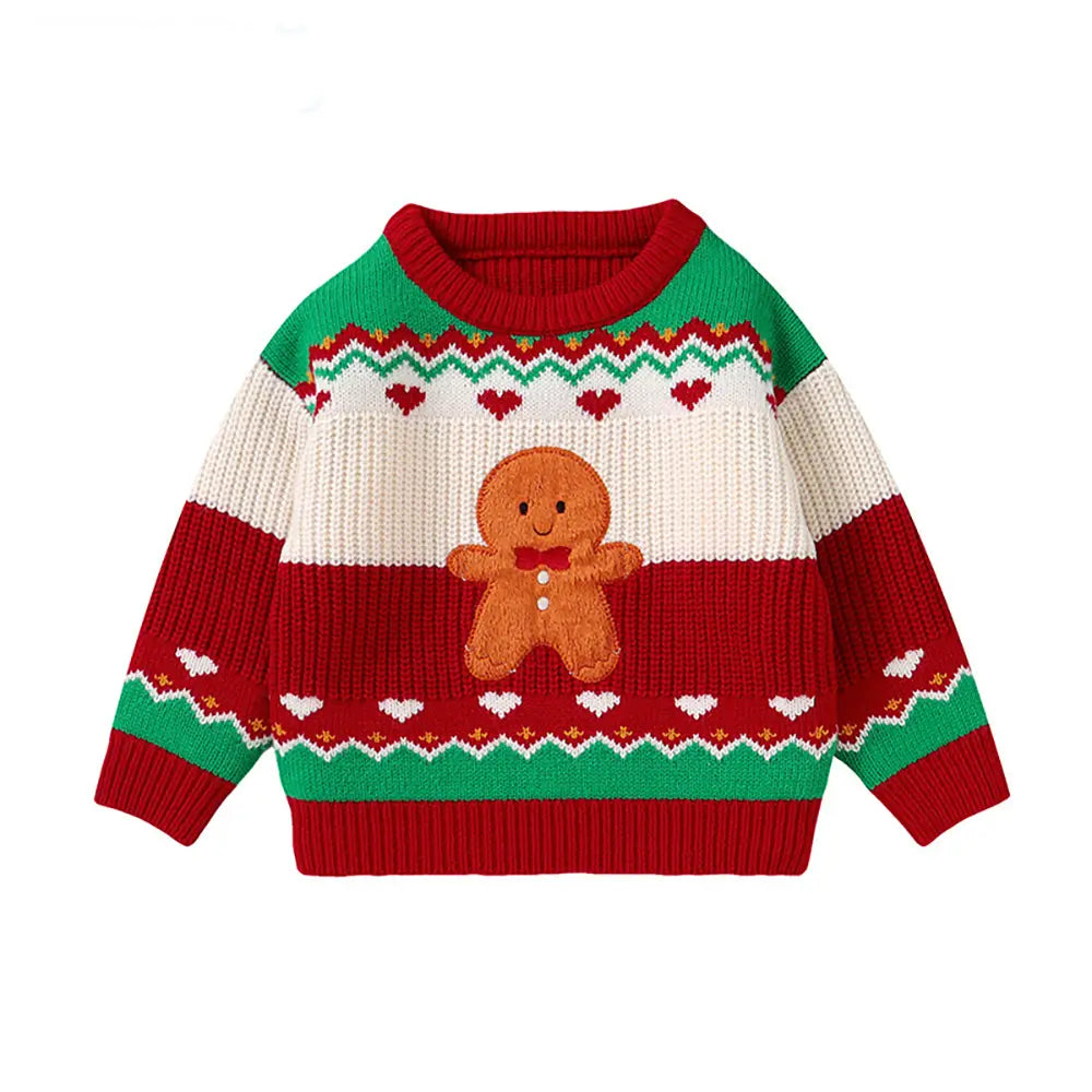 Christmas Cute Baby Sweater Top-Gingerbread Man Pattern