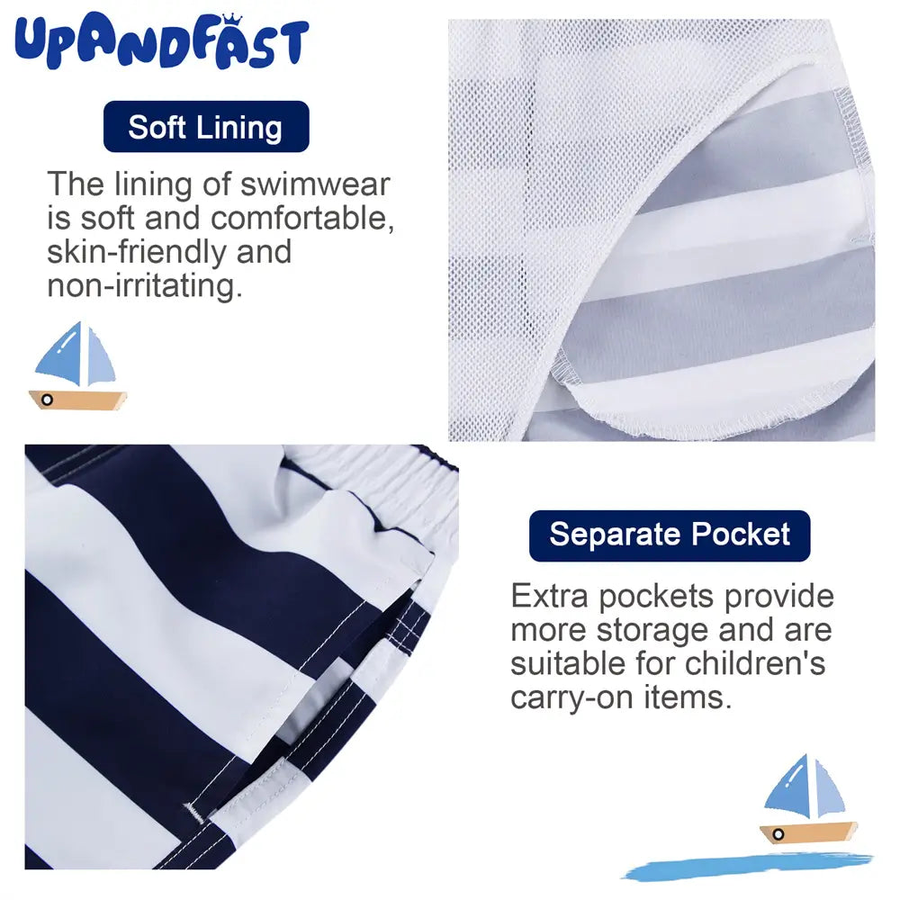 Boys Swim Trunks UPF 50+ Sun Protection Toddler Swim Shorts-Striped