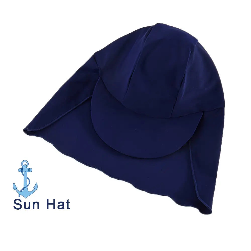 Toddler Boys One-piece with UPF 50+ & Sun Hat-Navy Anchor