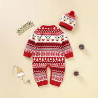 Christmas Baby Fashion One-piece Christmas Sweater with Hat