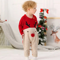 Christmas Elk Warm Sweater Baby One-piece Pullover with Snaps