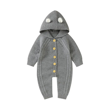 Baby One-piece Hooded Sweater Winter Warm Onesie