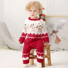 Christmas Baby One Piece Sweater Reindeer Warm Gift