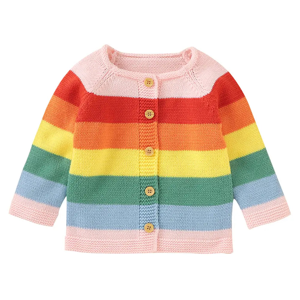 Baby Acrylic Cardigan Rainbow Knit Sweater for Little Ones