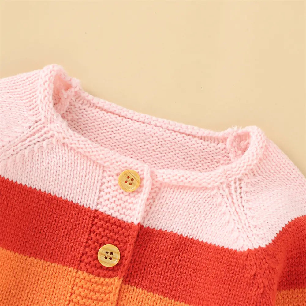 Baby Acrylic Cardigan Rainbow Knit Sweater for Little Ones