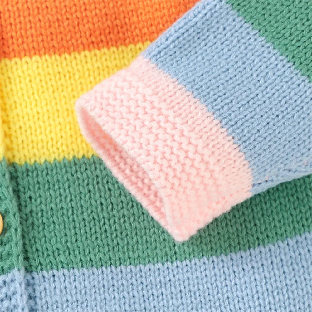 Baby Acrylic Cardigan Rainbow Knit Sweater for Little Ones