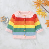 Baby Acrylic Cardigan Rainbow Knit Sweater for Little Ones